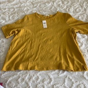 Anthropologie Cropped Tee in Mustard- Small